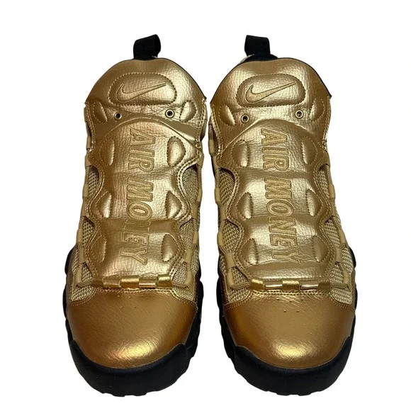 Nike Air Money Gold Metallic Basketball Sneakers Shoes Mens Size 11.5 AJ2390 700 - Picture 1 of 7